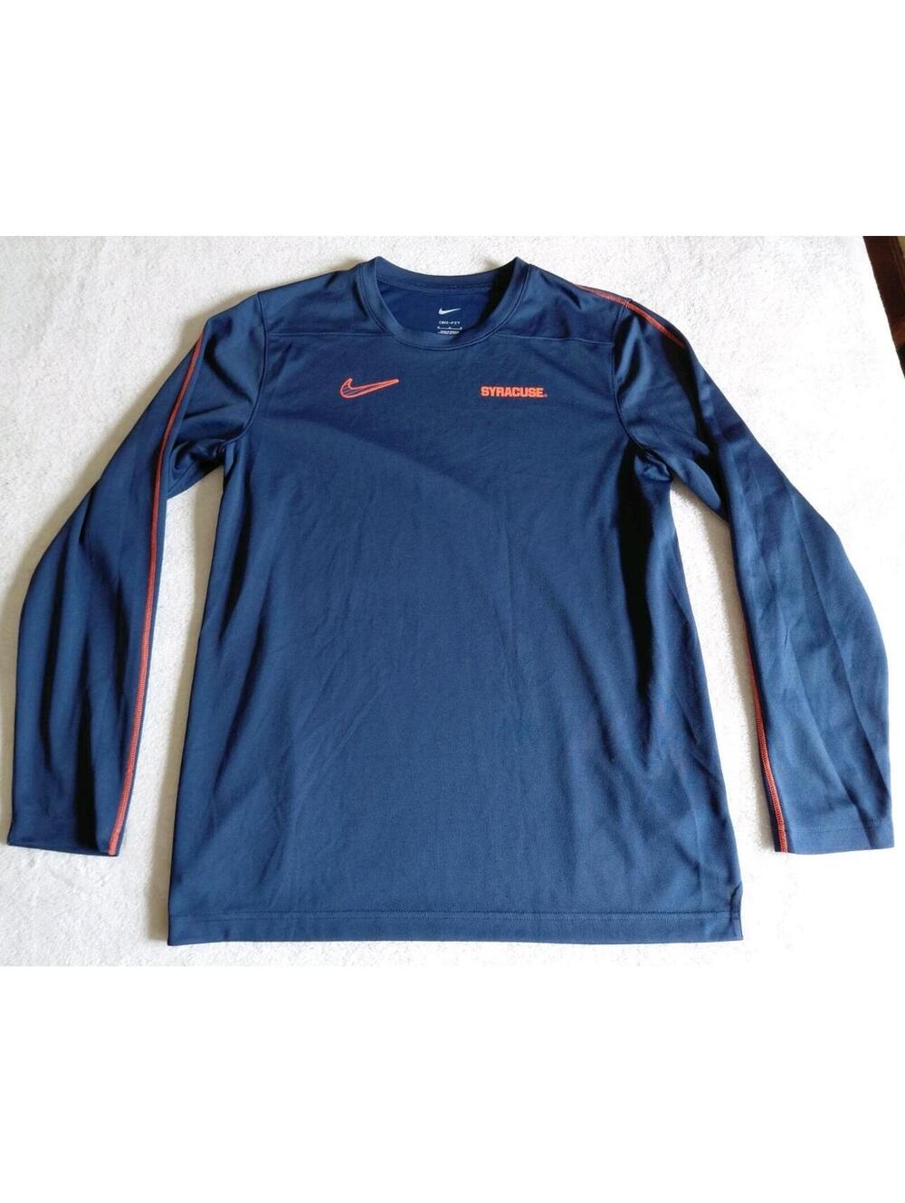 Nike Syracuse Orange Dri Fit Long Sleeve Shirt Mens Medium Team Issued Navy Blue